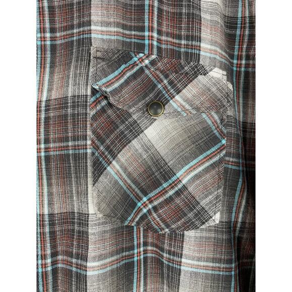 Wrangler Jeans Co Men's XL Gray Black Snap Front Long Sleeve Western Shirt - Picture 2 of 6